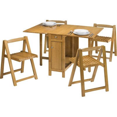 Alfreda Folding Dining Set With 4 Chairs 